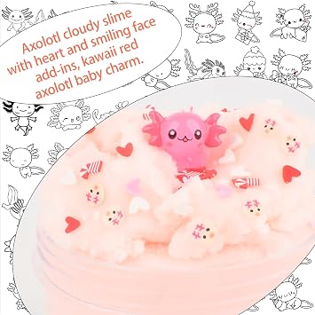 Axolotl Cloud Slime Pack, Premium DIY Scented Slime for Boys Girls, Party Favors for Kids 8-12, Slime Kit for Girls Ages 8-12, Axolotl Toy for Kids, Stress Relief and Fidget Toy, Birthday Gift