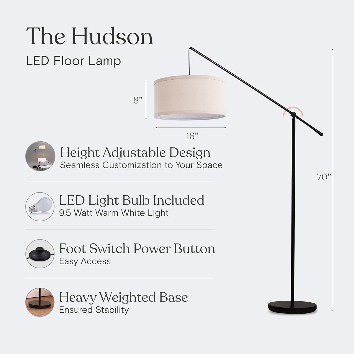 Hudson LED Floor Lamp view 3