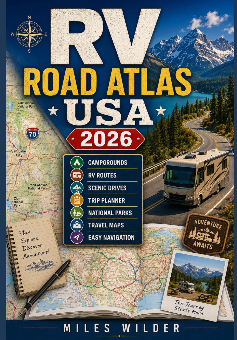 RV Road Atlas USA 2026: Campgrounds, RV Routes, Scenic Drives, Trip Planner, National Parks, Travel Maps and Easy Navigation Guide