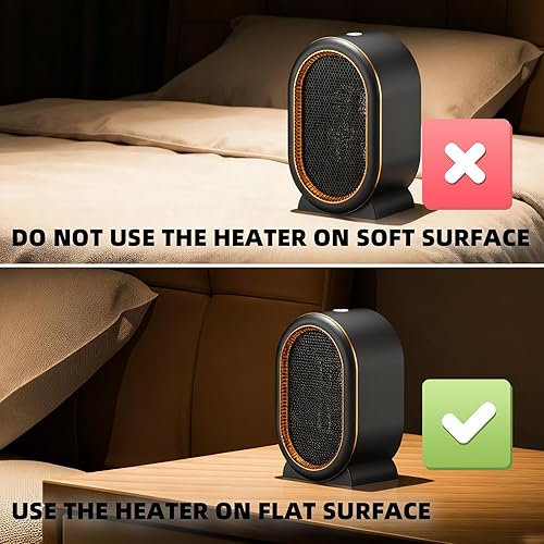 Miniatura 3 de Calentador de espacio, calentador portátil para oficina de 1200 W, PTC de cerámica de alto rendimiento, ventilador para dormitorio, hogar, oficina,