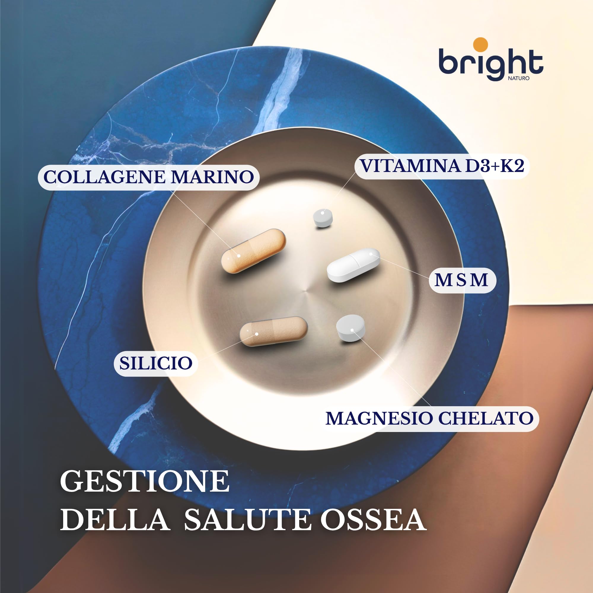 Collagene Marino con Acido Ialuronico, Magnesio Chelato, MSM, Silicio, Vitamina D3 e K2 - SmartAbsorb™ | per pelle, ossa e articolazioni | 28 bustine giornaliere