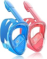 Vista 19 de QingSong Máscara de esnórquel para niños de cara completa, juego de esnórquel con soporte para cámara, plegable, vista panorámica de 180 grados