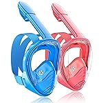 QingSong Kids Snorkel Mask Full Face, Snorkeling Set with Camera Mount, 180 Degree Panoramic View Snorkeling Gear Anti-Fog Anti-Leak