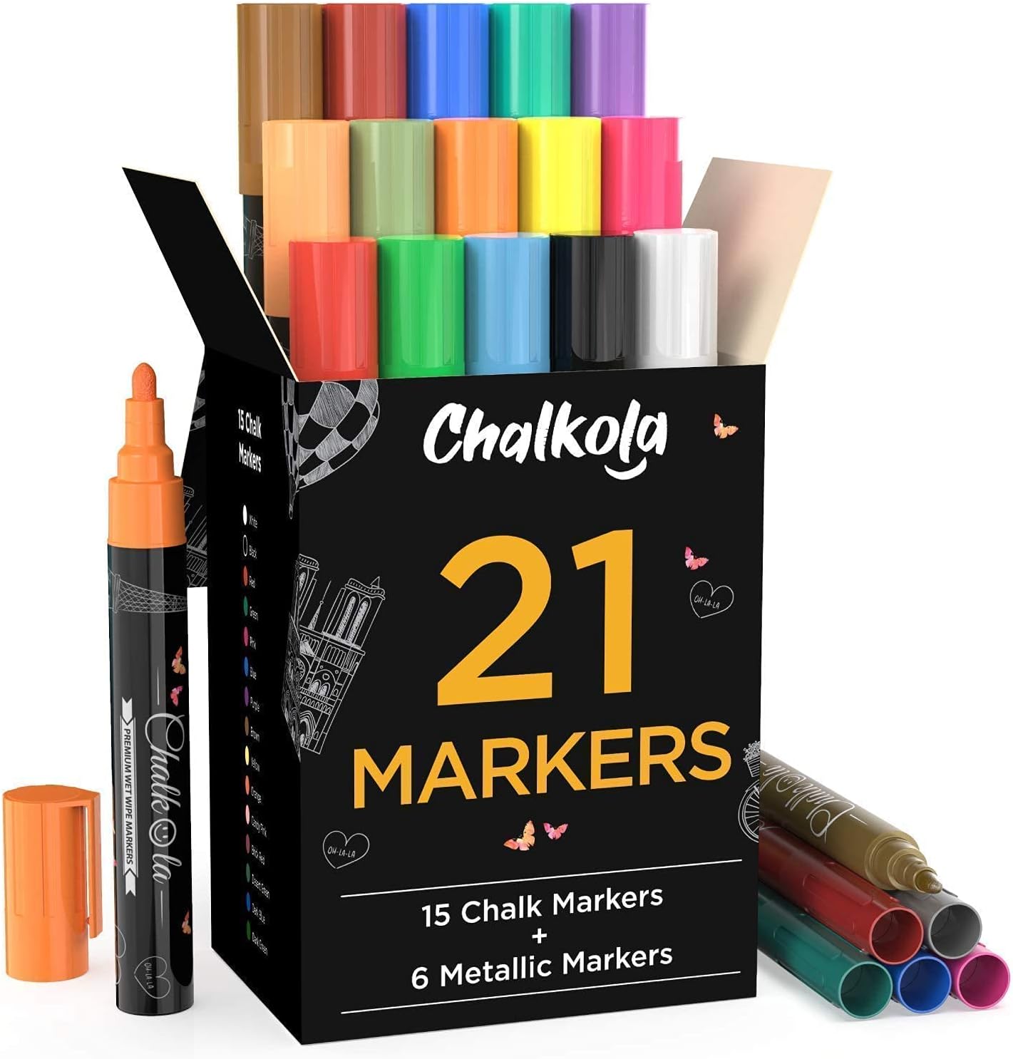 New Variety Bundle- 21 (Neon, Metallic) + 5 Orange Chalk Pens