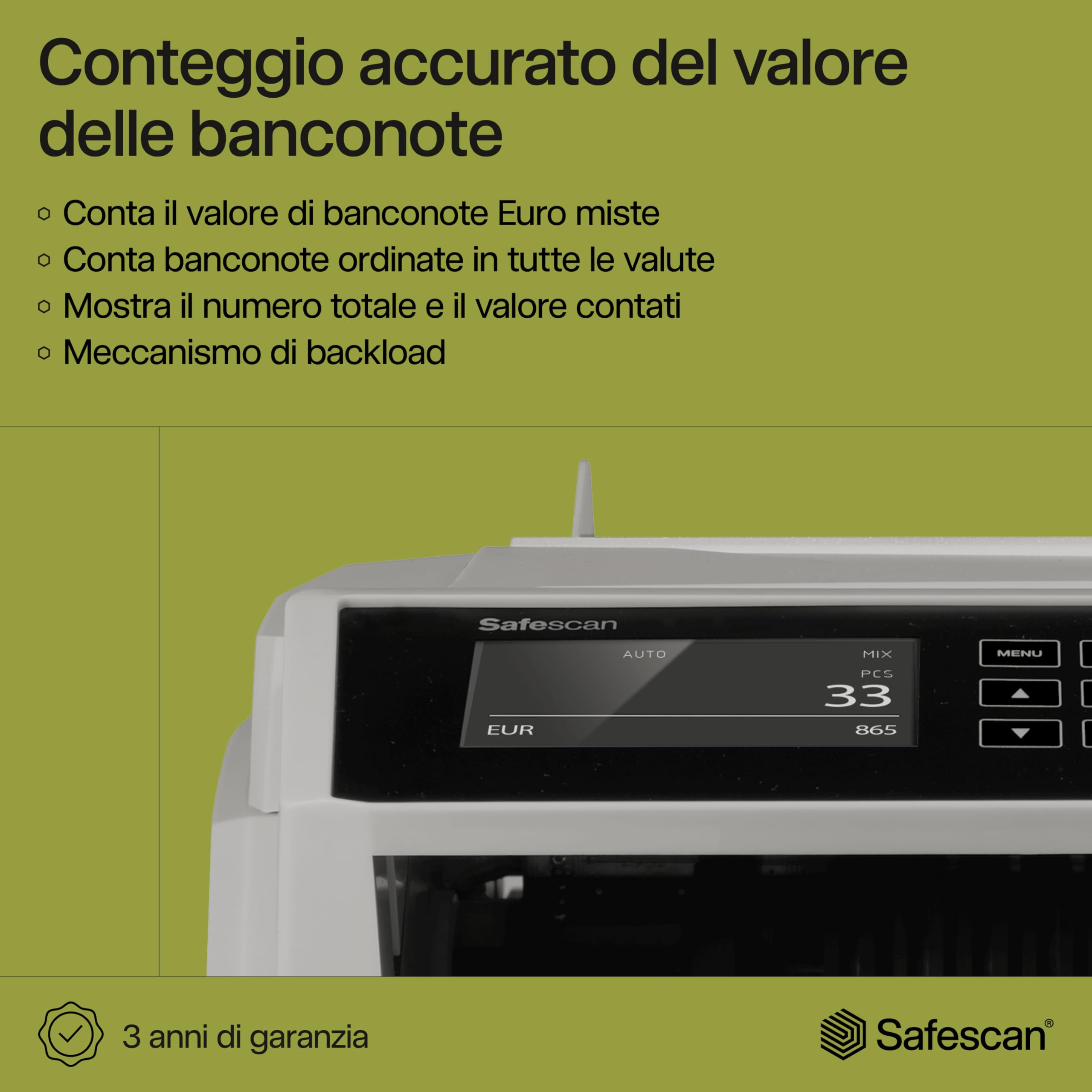 Safescan 2465 S contabanconote che conta banconote miste euro Contabanconote con verifica banconote a 7 punti Contabanconote ordinate per tutte le banconote