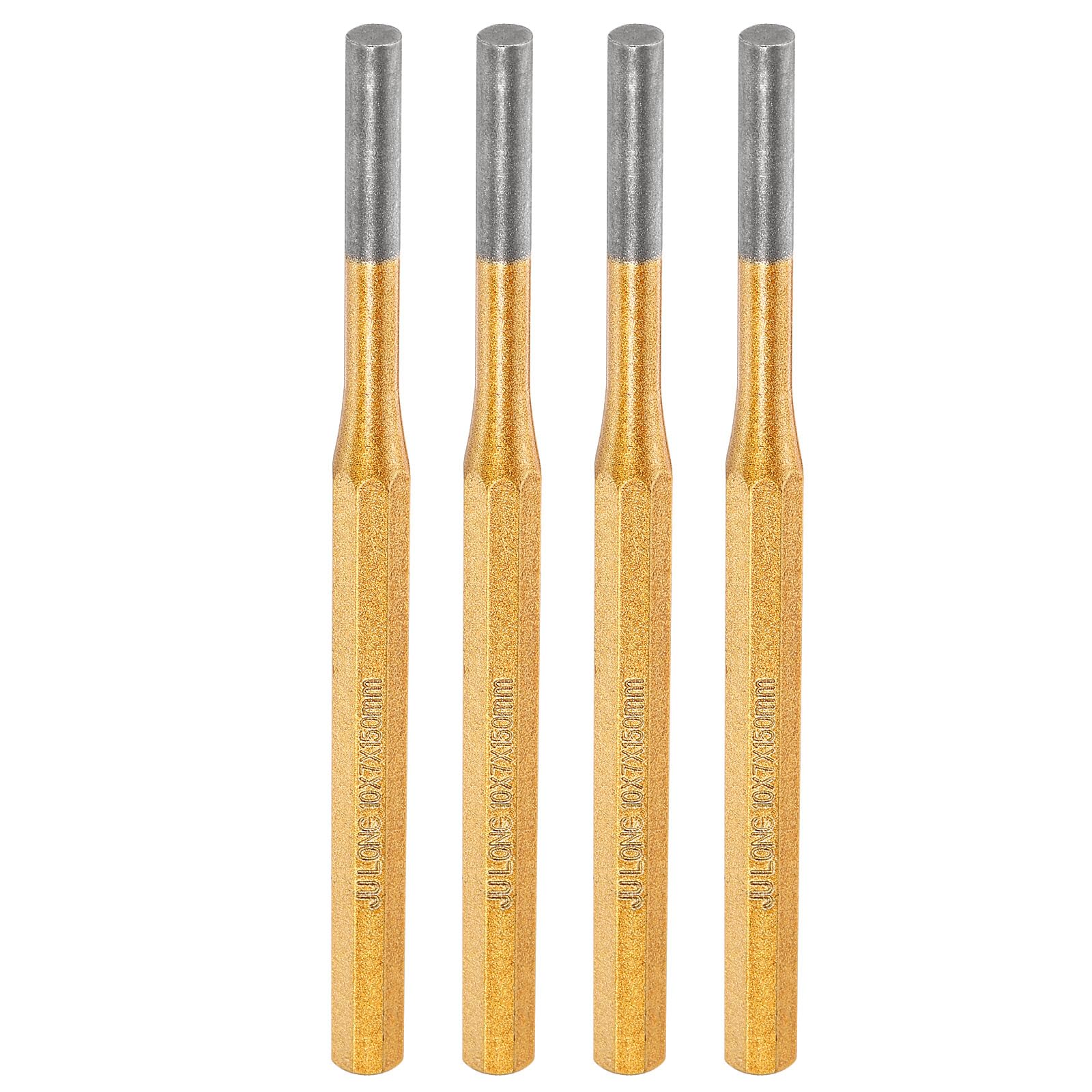 sourcing map 4pcs Pin Punch 7mm(2/7") 150mm Length Metric Non-marring Alloy Steel Cylindrical Alignment Punch Drive Pin Tools for Automotive Watch Repair Jewelry Craft