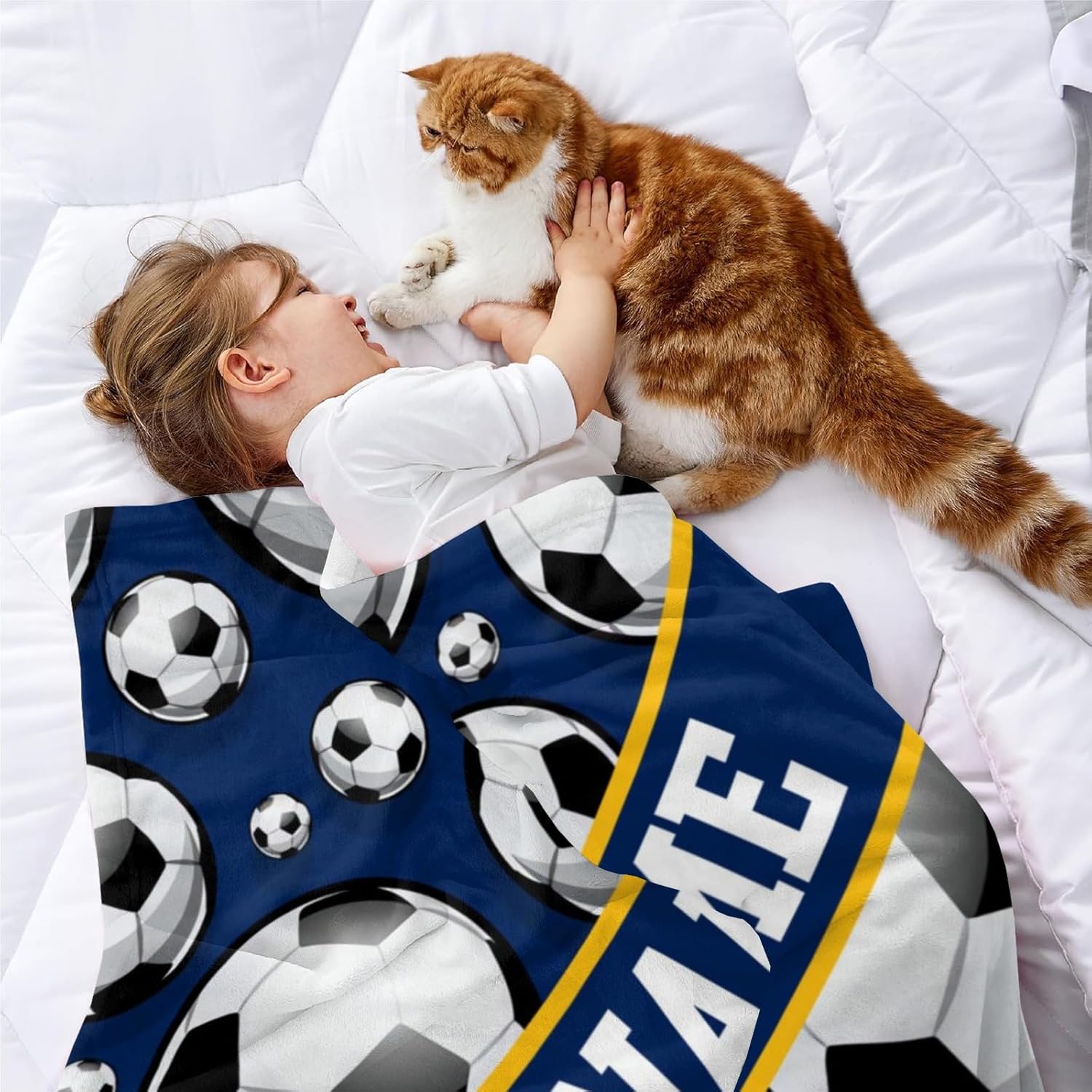 Soccer Blanket, Personalized Throw Blanket for Couch Sofa Bed, Soft Warm Fuzzy Cozy, 30 x 40 Inches