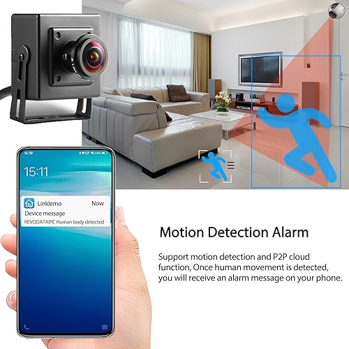 Miniatura 4 de Mini cámara IP POE de audio de 5 MP con micrófono integrado, cámara de seguridad para interiores de 0.067 in, ángulo de visión amplio de 180, ojo de