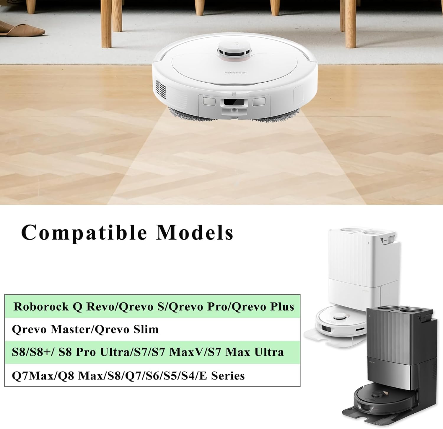 Side Brushes Replacement Compatible with Roborock Q Revo/Qrevo S/Qrevo Pro/Qrevo Master/S8/S8+/ S8 Pro Ultra/Q5/Q7/Q7Max/Q8 Max/S7/S7 Max Ultra/S7 MaxV/S6/S5/S4/E2/E3/E4/E5 Robot Vacuum