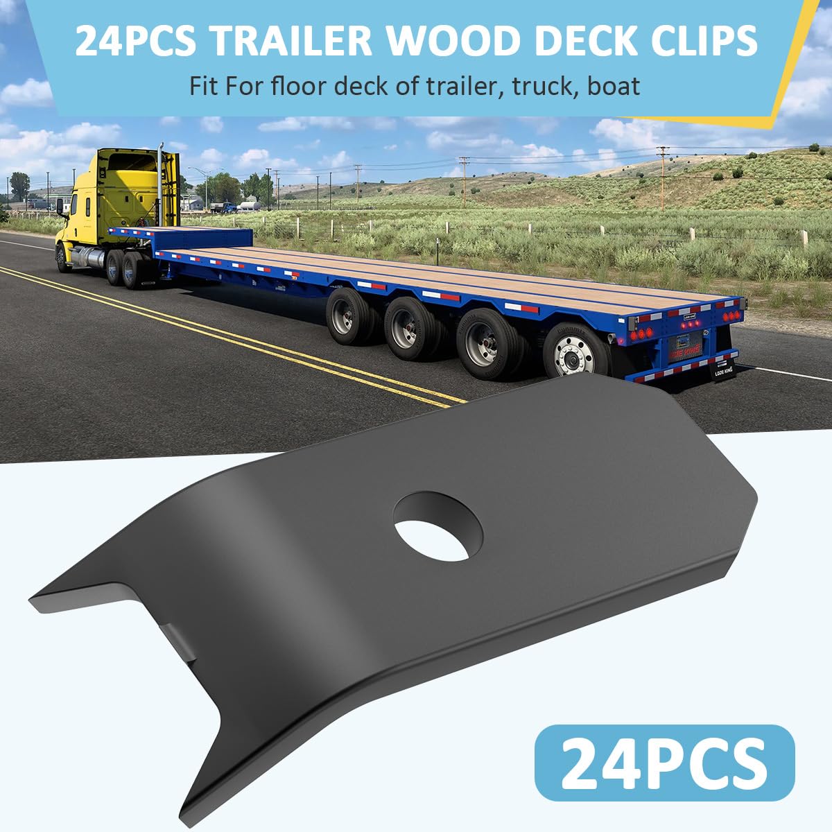 24pcs Black Deck Clips for Trailer Wood Floor Hold Down Clips Heavy Duty Plated Steel Bearclaw Deck Board Decking 1/4" Plate Clamp