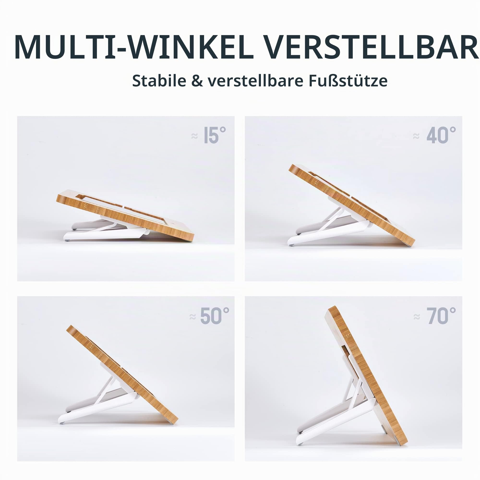 ELETIUO Upgegradeter Bambusholz-Zeichen-iPad-Halter mit Bleistift- & Ladeschlitz, Winkelflexibler Tablett-Desktop-Ständer, Klappbarer Tragegriff, Kompatibel mit 12,9-Zoll iPad Pro 3./4./5. Generation
