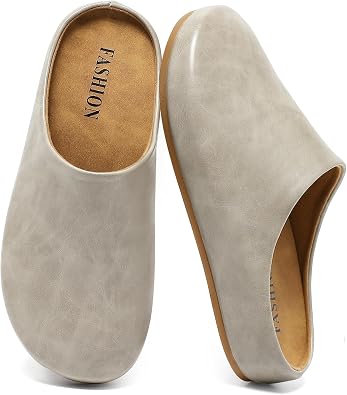 Clogs for Women Leather Wide Width Womens Mules & Clogs with Soft Footbed Arch Support Slip On Shoes Potato Shoes Outdoor Indoor Slippers
