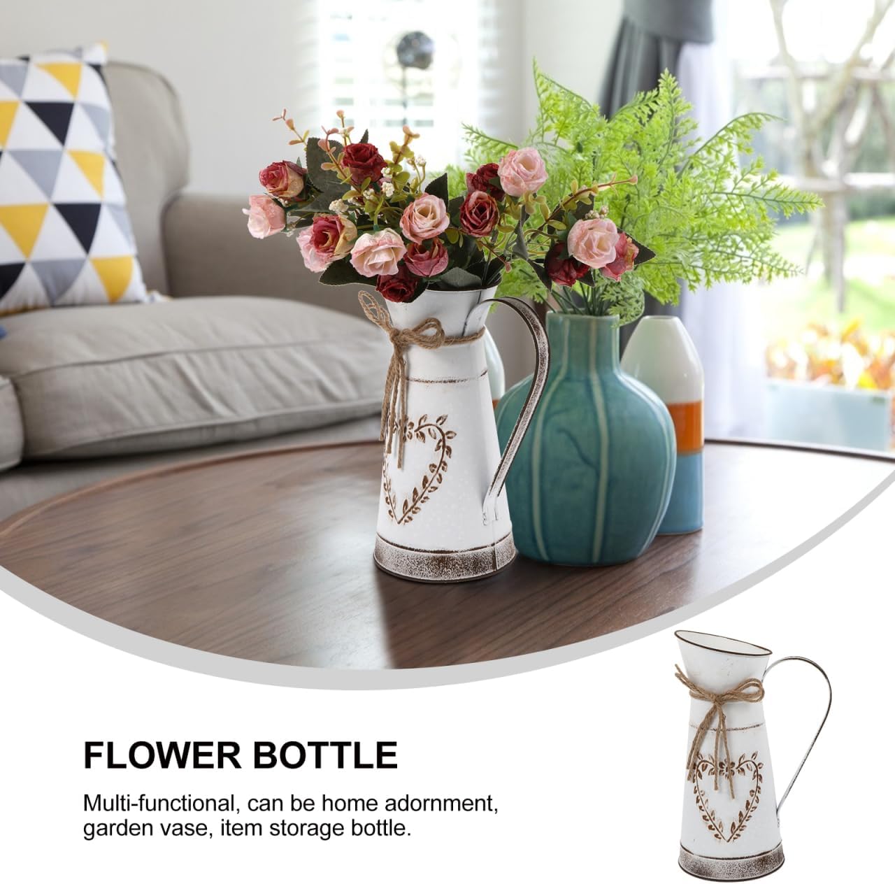 BESTonZON Vintage Iron Flower Vase Pot Handle Rustic Home Decor Centerpiece for Weddings Parties and for Bouquets Floral Arrangements and Table Decoration - Image 6