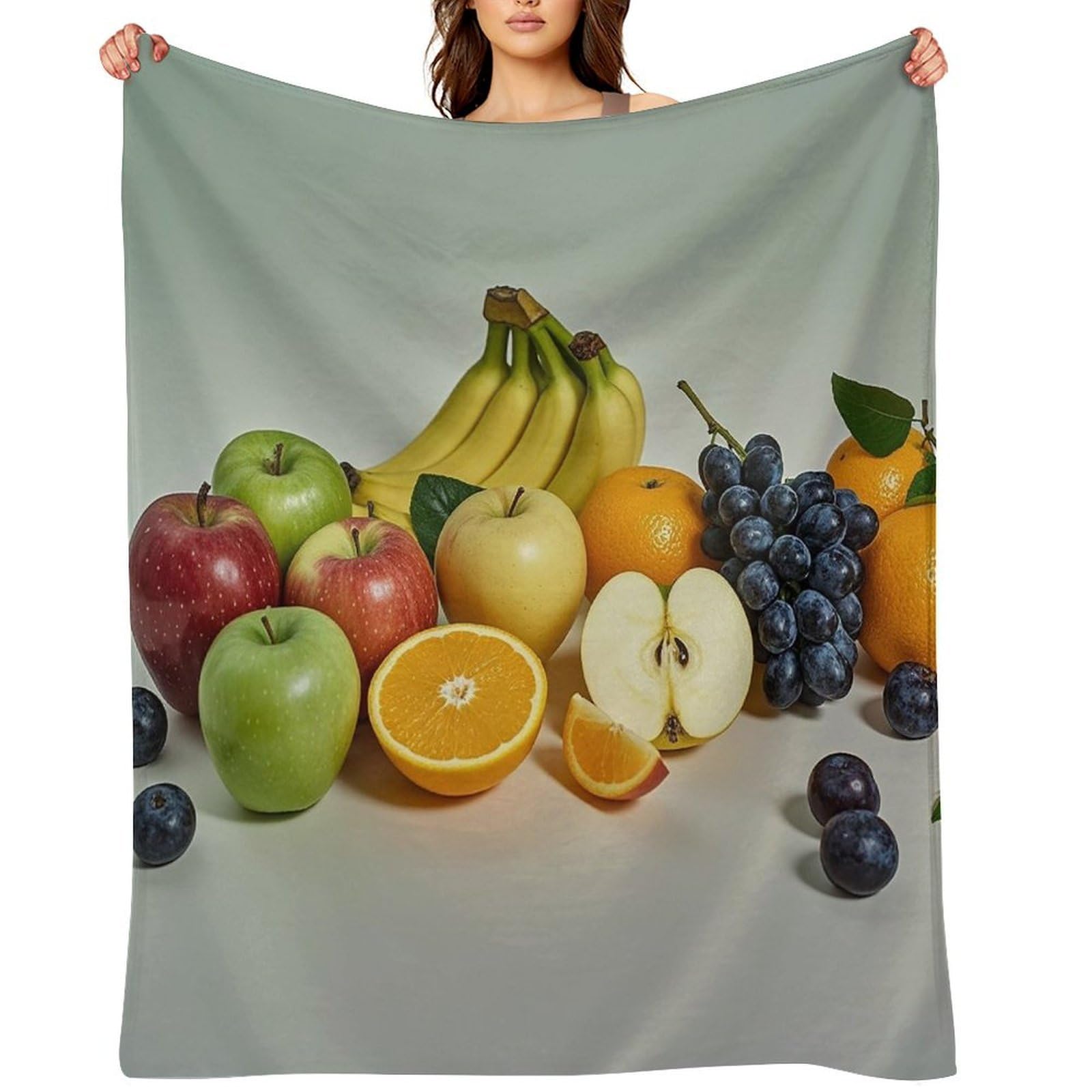 Flannel Fruits Throw Blanket for Couch Super Soft Fuzzy Cozy Flannel Blankets No Shed No Pilling FAnti-Static Winter Bed Blanket Decorative and Giftable Blankets