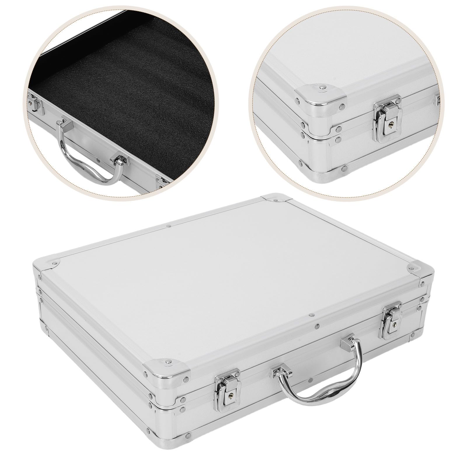 Maleta de Aluminio Portátil Antichoque de Gran Capacidad | Plata, Aleación de Aluminio, Fácil de Transportar, para Oficina y Viaje de Negocios