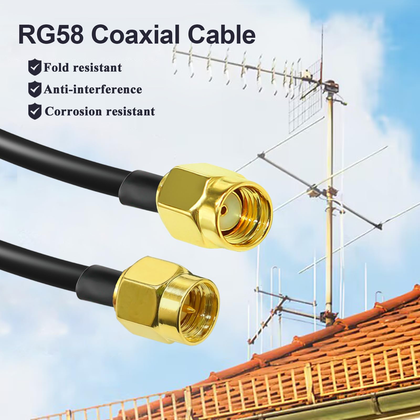 Câble Adaptateur SMA Femelle Vers SMA Mâle RG178 30 Cm - Pour Antennes WiFi, 4G, FPV, SDR