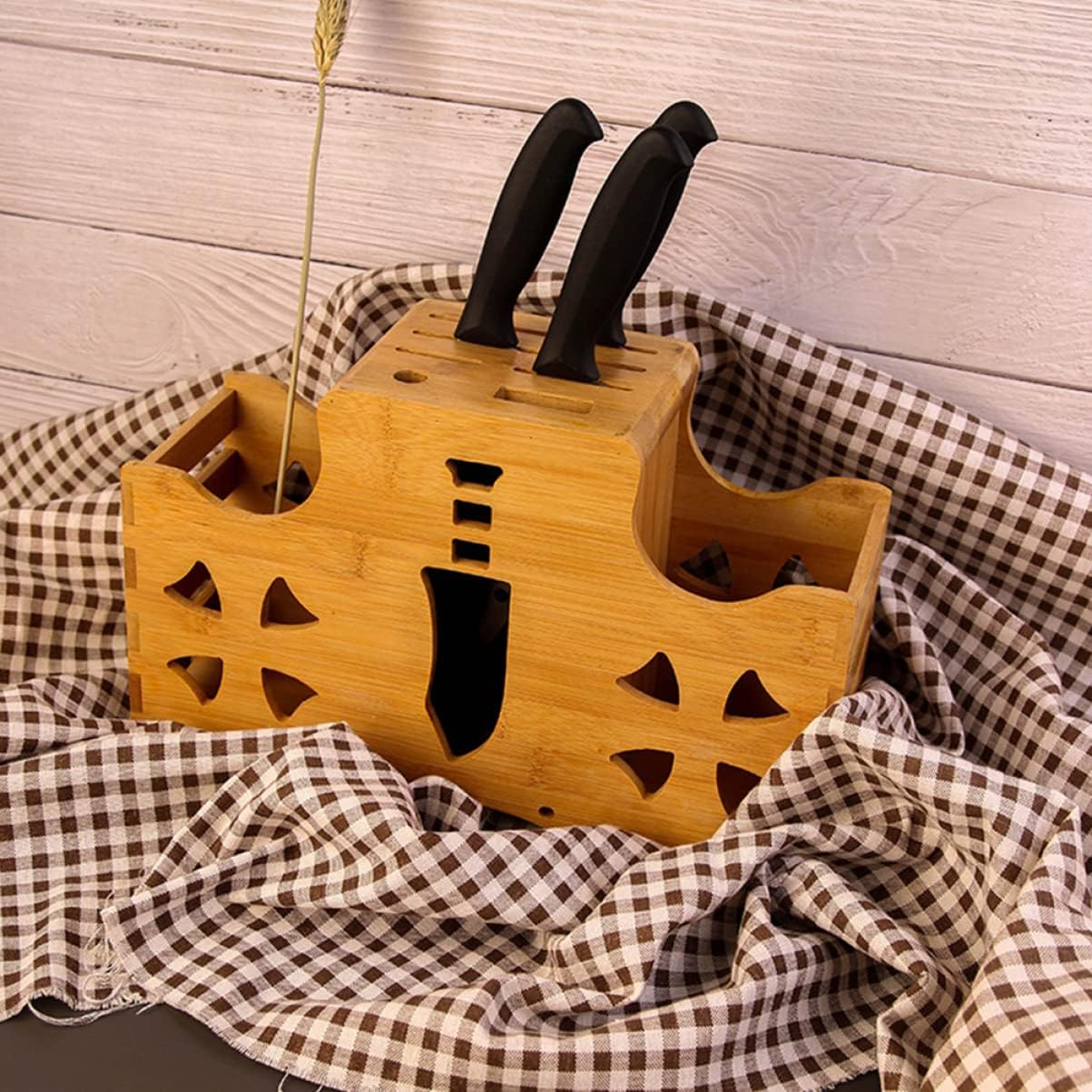 Cabilock Cutter Stand Kitchen Utensil Holder Bamboo Knife Storage Kitchen Knife Rack