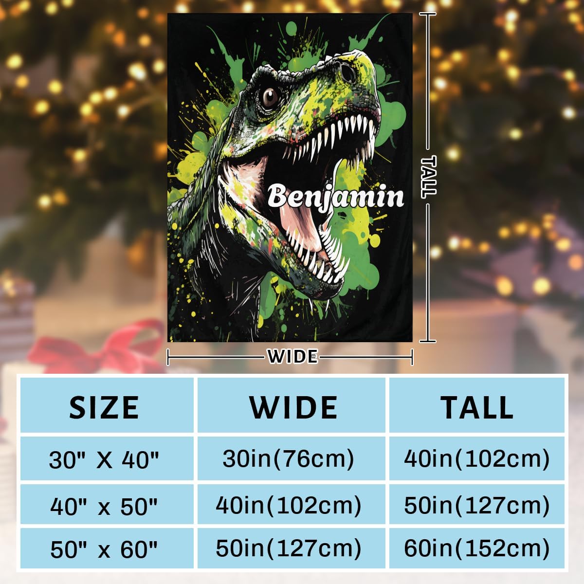 Personalized Baby Blankets for Girls Boys, Custom Baby Blanket Swaddle Toddler Fleece Blanket Personalized Gift Dinosaur Scream Green