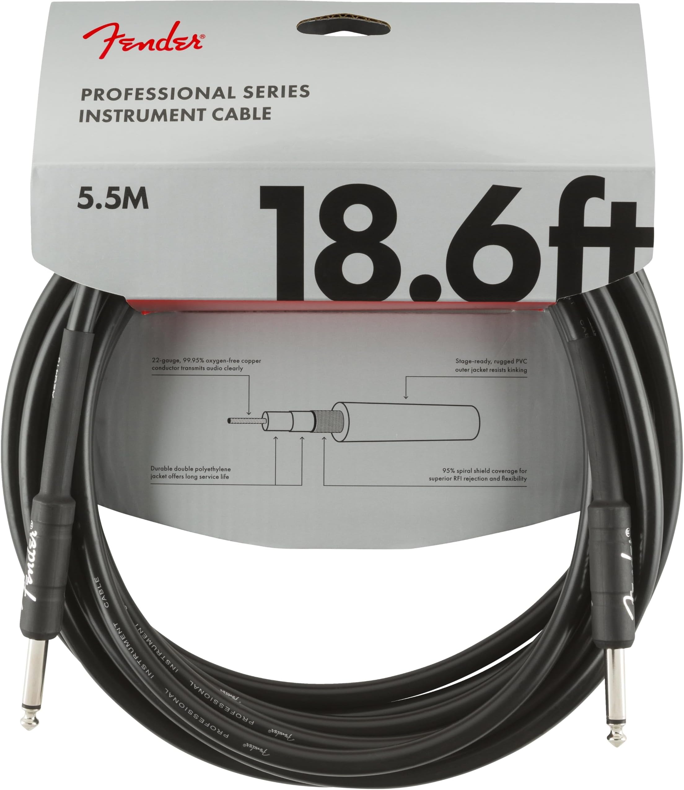Fender Professional Series Instrument Cable Straight/Straight 18.6ft