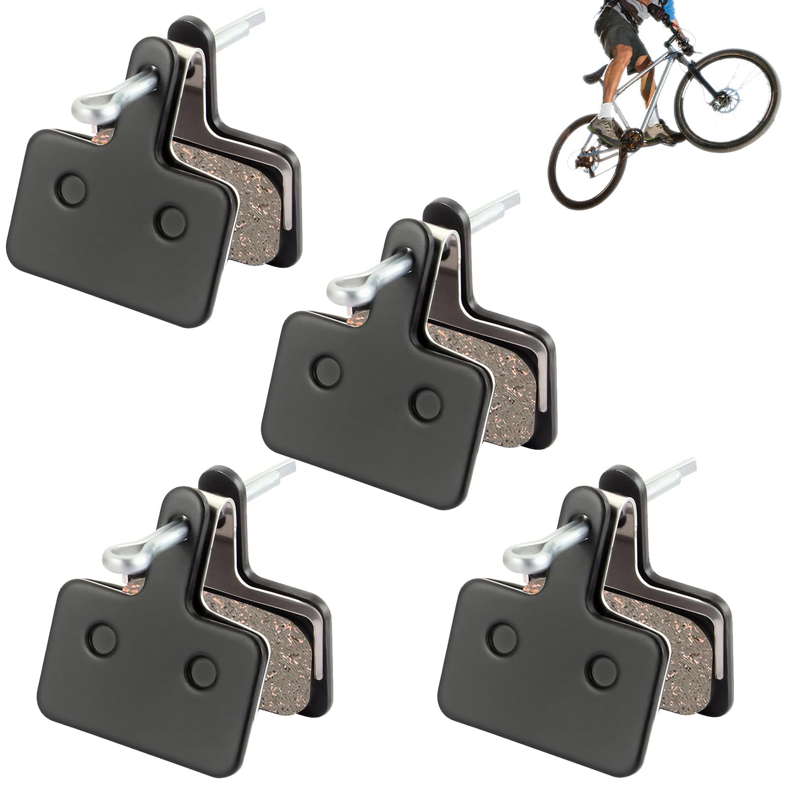 4 Pcs Resin Bike Disc Brake Pads, Compatible with M575 M525 B01S MT200, MTB