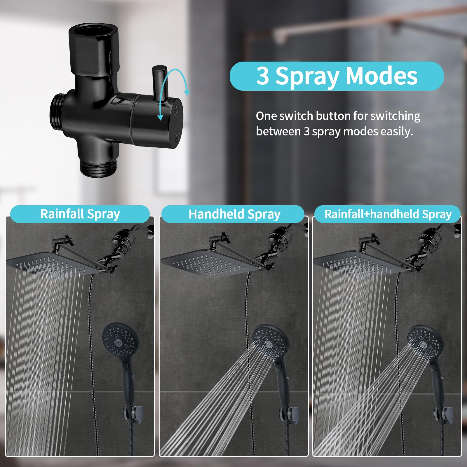 8 Dual 20 Stage Filtered Shower Head with Handheld 6 Spray Settings Handheld Shower Head High Pressure Rainfall — view 6
