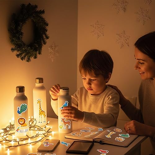 Miniatura 5 de Calcomanías de animales para Kindle, niños, zoológico, animales, botellas de agua, álbum de recortes, impermeable, 50 unidades