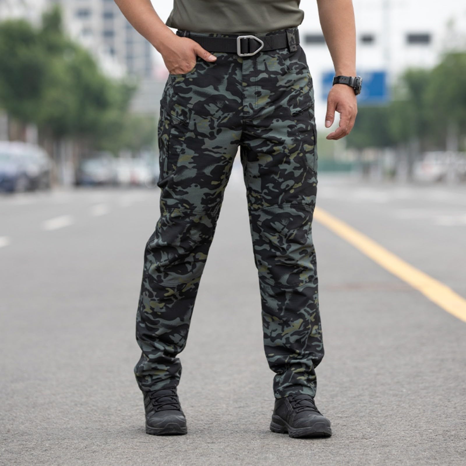 Generisch Herren Cargohose Baggy Outdoor Hosen Freizeit Outdoorhose Arbeitshose mit Tasche