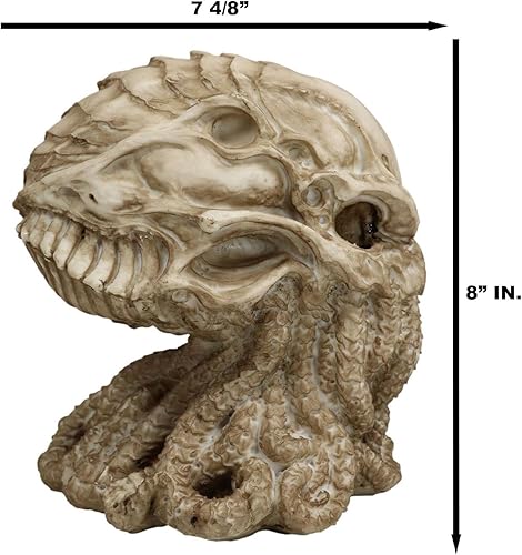 Miniatura 2 de Ebros Gift Figura de escritorio de calavera alienígena The Call of Cthulhu, 8 pulgadas de alto, monstruo marino gigante Kraken, escultura de pulpo,