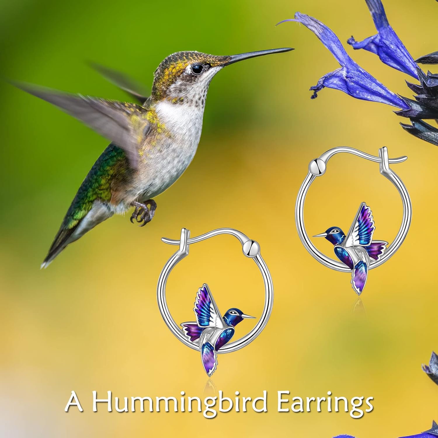 YFN Hoop Earrings with Cat Hummingbird Bird Horse Snake Mountain Dinosaur Earrings Sterling Silver for Sensitive Ears Cute Animal Hoops Gifts for Women - Image 5
