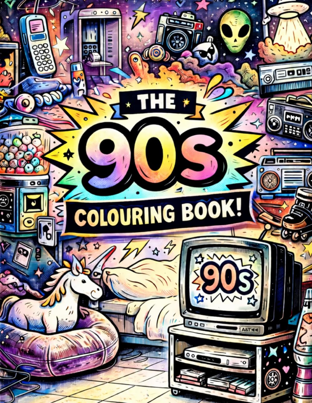 The 90's Colouring Book: Retro Scenes Inspired by the Ultimate Throwback Decade (A&T Rewind Colouring Books)