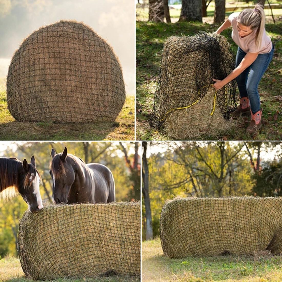 Rundballen Heunetz 6x6ft / 5x5ft Große Slow Feed Heunetze Für Pferde, Dickes Pferd Heunetz Slow Feeder, 5x5FT