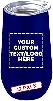 Vista 13 de Copas de vino personalizadas de acero inoxidable sin tallo con tapas, 9 onzas, juego de 6, paquete personalizado a granel, perfectas para vino