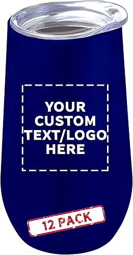 Miniatura 13 de Copas de vino personalizadas de acero inoxidable sin tallo con tapas, 9 onzas, juego de 6, paquete personalizado a granel, perfectas para vino