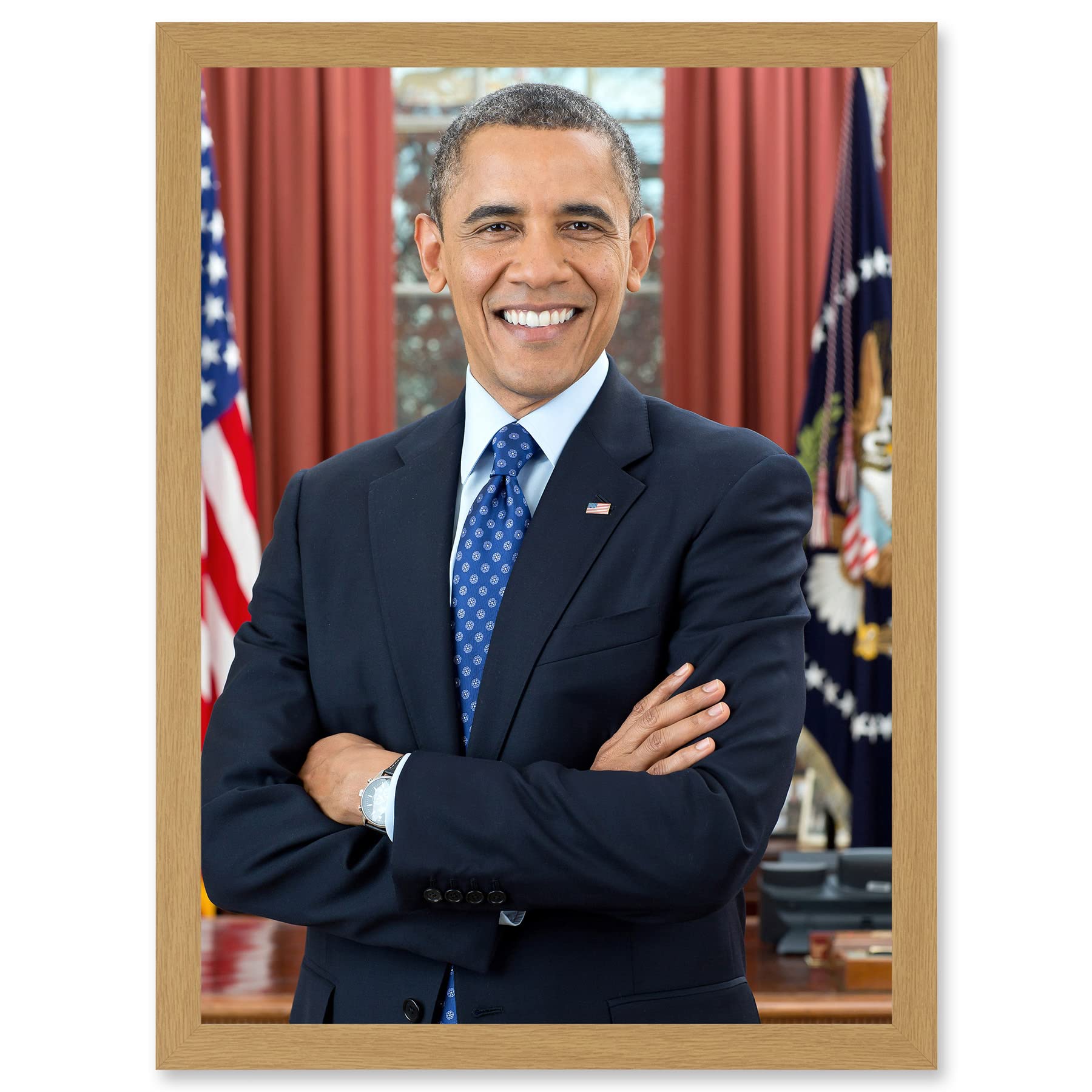 Artery8 Us President Barack Obama Photo Souza Portrait A4 Artwork Framed Wall Art Print