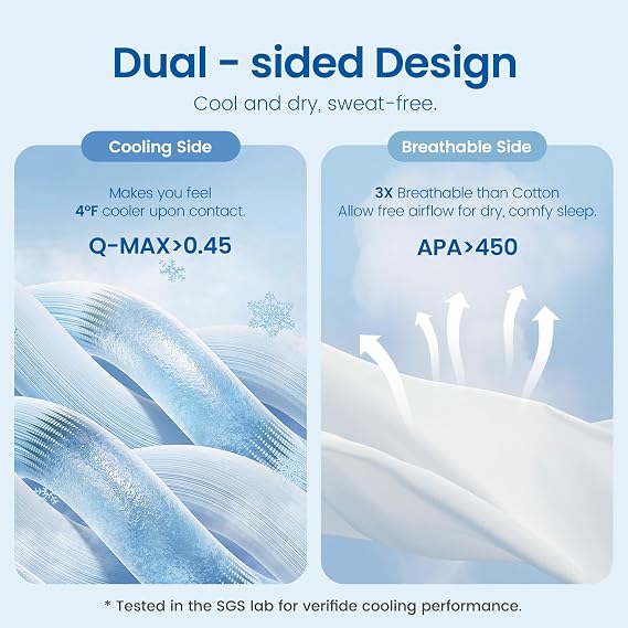 Cozy Bliss Cooling Comforter Queen Size, Reversible Lightweight Cooling Blankets for Hot Sleepers and Night Sweats, Q-Max>0.45 Soft Breathable Silky Smooth Summer Comforter, Cool Blue, 90x90