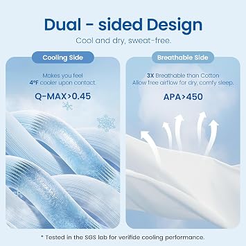 Cozy Bliss Cooling Comforter Queen Size, Reversible Lightweight Cooling Blankets for Hot Sleepers and Night Sweats, Q-Max>0.45 Soft Breathable Silky Smooth Summer Comforter, Cool Blue, 90x90