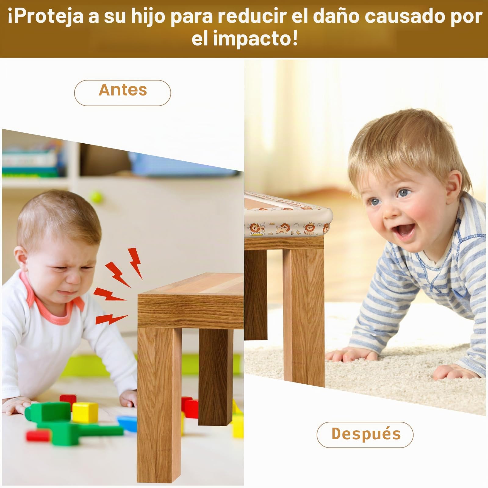 Protector de Bordes para Bebe Suave Espesar Protector de Bordes de Mesa Autoadhesivo para Mesas, Muebles, Puerta, Cama, Silla Beige Naranja