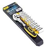 deli 12-Piece 1/4 Inch Drive Socket Set, Metric Ratchet 6-Point Socket Wrench Set, with 10 Sockets 5-14 mm and 2 Way Ratchet Handle and Extension Bar