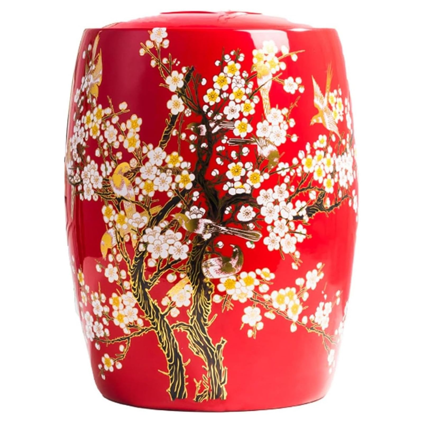 MMleYN Food Grade Airtight Ceramic Rice Storage Container With Lid Large Capacity Porcelain Grain Jar For Rice Flour Dry Food Classic Home Kitchen Organizer(Red,15kg)