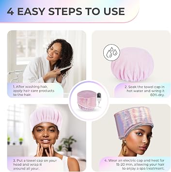 SISWOW Thermal Cap for Deep Conditioner with 10 Levels of Fast Heating, Steamer for Natural Black Hair, Home Use, Thermodut for Treatment, Ideal for the
