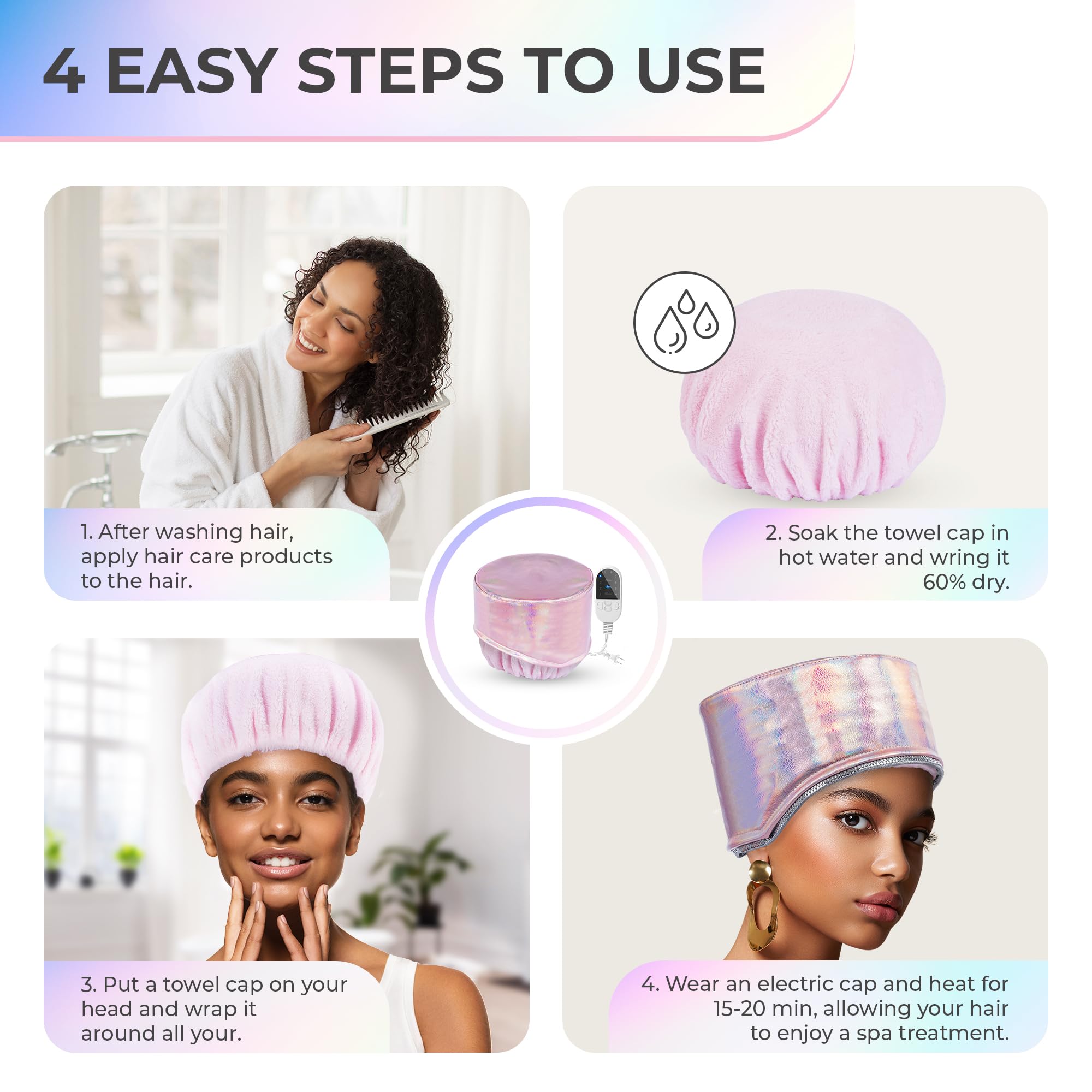 SISWOW Heat Cap for Deep Conditioning, 10-Level Adjustable Hair Steamer