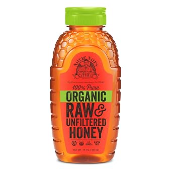 Nature Nates 100% Pure Raw & Unfiltered Organic Honey; 16-oz Squeeze Bottle - 12 Pack; Made by Brazilian Bees; Enjoy Honeys Balanced Flavor and Wholesome Benefits