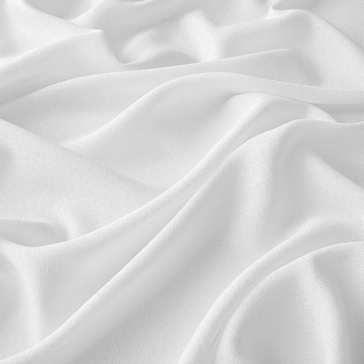 MIULEE Tende Lino con Anelli Effetto Lino Soggiorno Moderna Tenda Voile Semitrasparenti Naturale 2 Pezzi, 140 x 280 cm Bianco