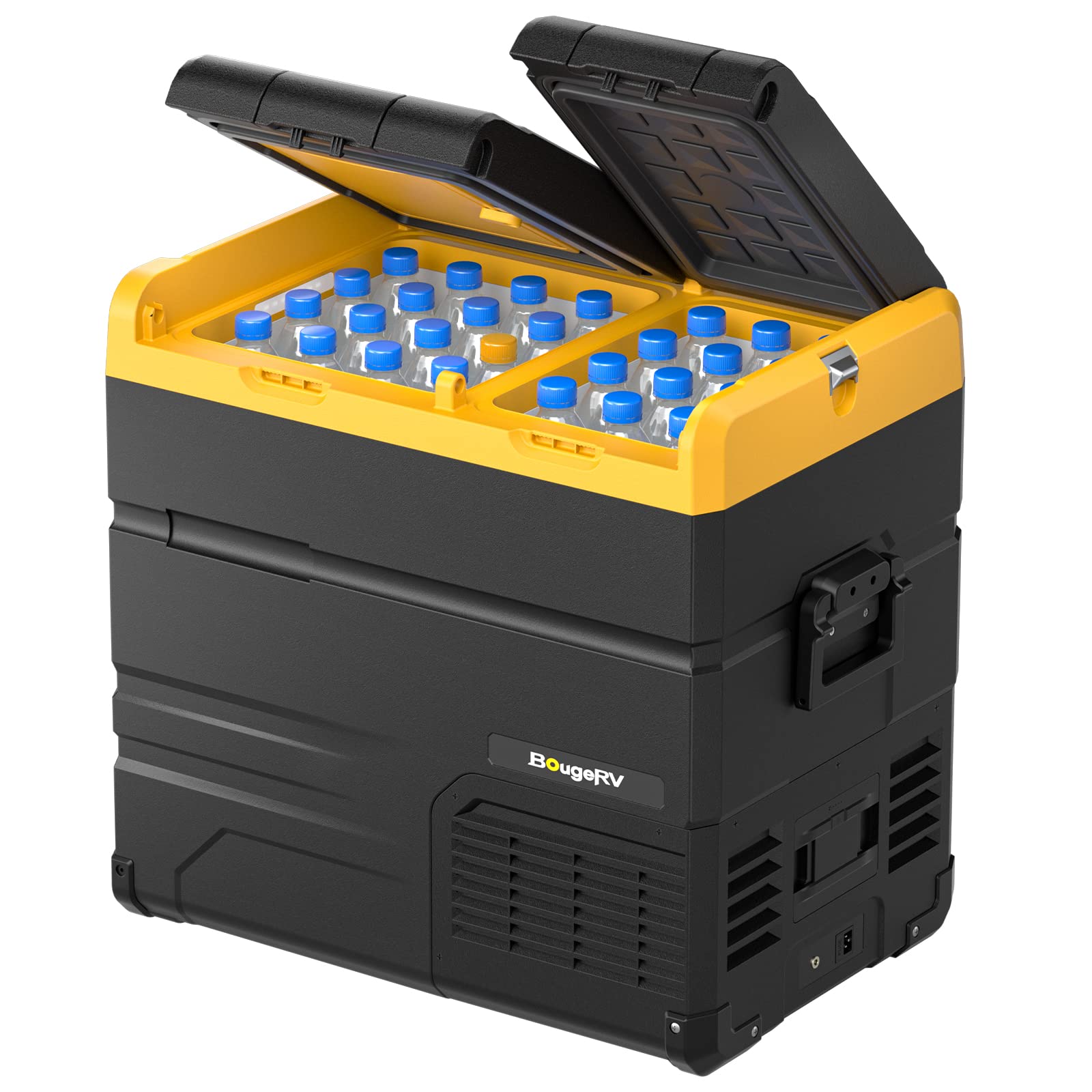 BougeRV 12 Volt Car Refrigerator Dual Zone, Electric Cooler Portable Freezer Fridge APP Control, ED55 (55L) Compressor Fridge 12V/24VDC 110~240V AC, for Truck Van RV SUV Boat Travel Camping Road Trips