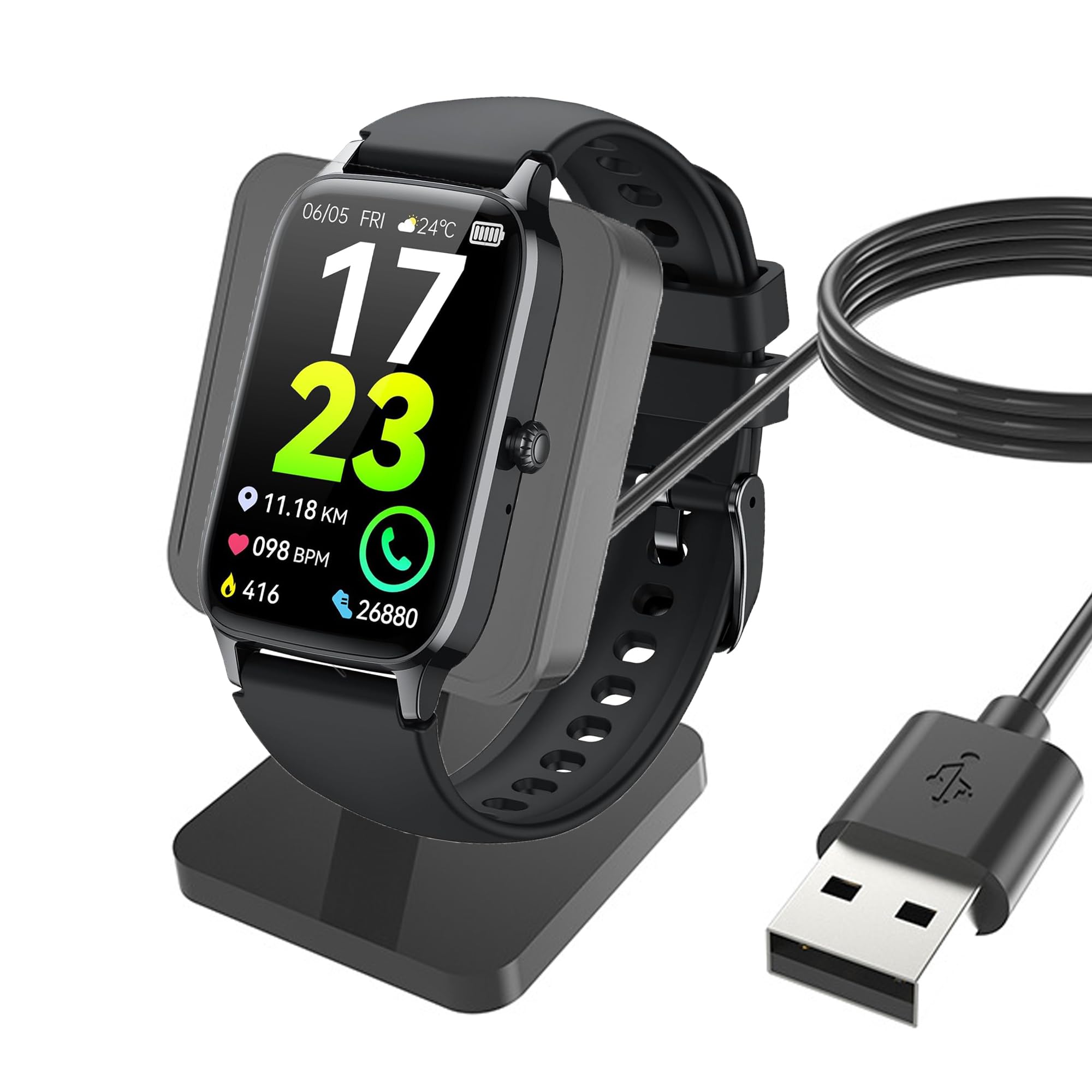 Blueshaweu Cavo di Ricarica USB Compatibile per LIGE/DREMAC/ESFOE EF5 Smartwatch - Cavo di Ricarica Magnetico Compatibile con Smartwatch LIGE/ DREMAC/ESFOE EF5. ﻿ (Bianco