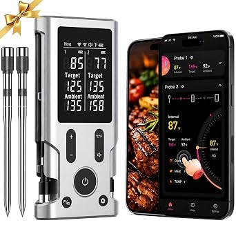 Wireless Meat Thermometer Digital 2 Probes with Smart App Alert