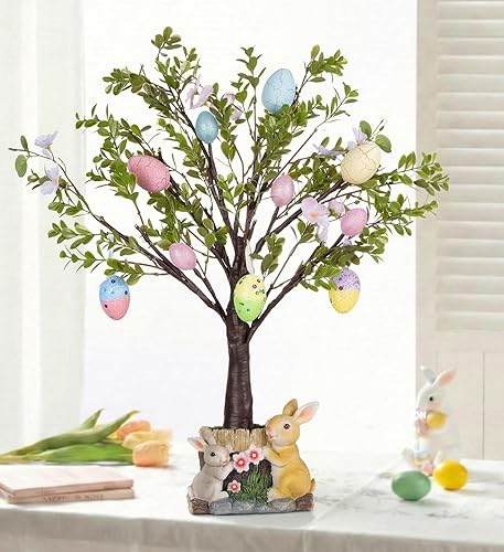 MISF 26In Pre-Lit Easter Tree with Lights, 24 LED Battery Operated Easter Egg Tr