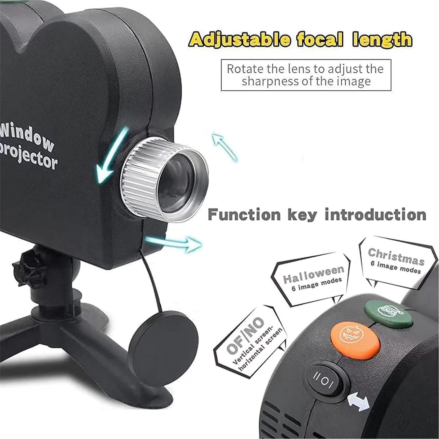 Halloween Window Projector,Halloween Holographic Projector,Christmas Led Holographic Projection Lamp,12 Movies,Used for Halloween Outdoor,Christmas Garden Decoration Family Outdoor Party