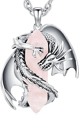 Dragon Necklace for Men Women Spiritual Dragon Jewelry Gifts | Healing Crystal Dragon Pendant with 24" Chain - Fine Jewelry Gifts for Christmas/Halloween/Birthday/Anniversary