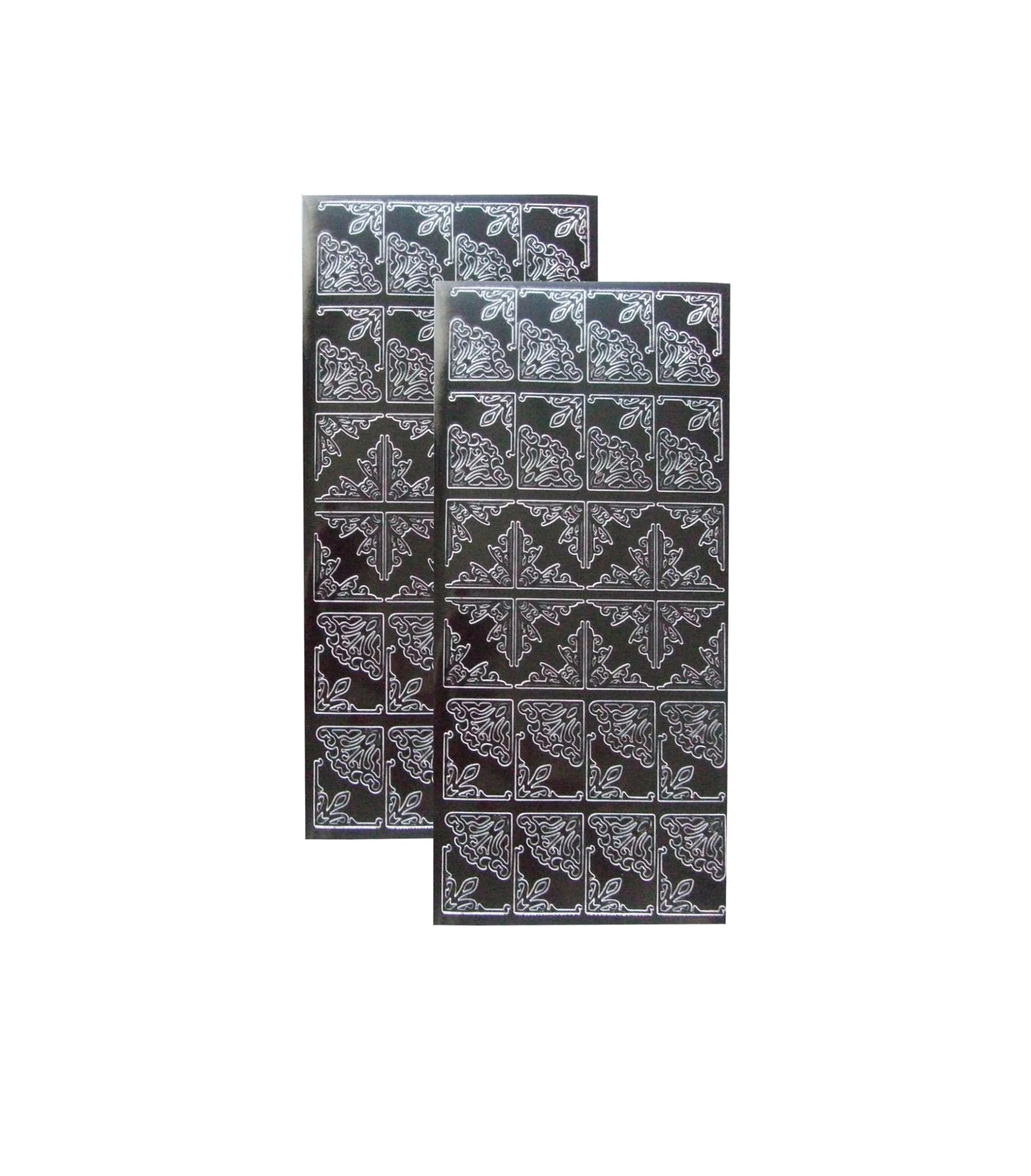 Vsorce4u 2 x Black Sheets - Small Corner Peel Off Sticker Sheet for Crafting, Card Making, Scrapbooking and Art & Craft